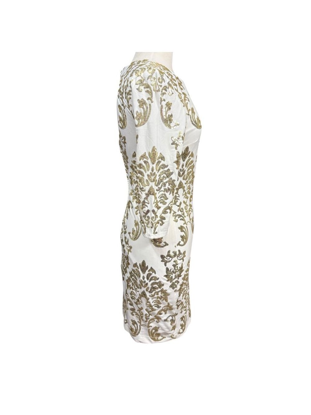 B Darlin White Sequin Dress Size 9/10 Long Sleeve Cocktail - Picture 4 of 9